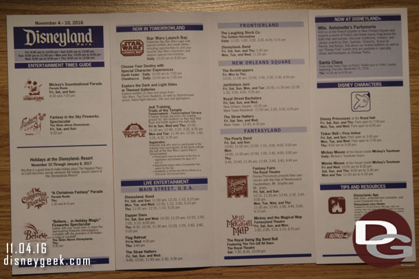 The Disneyland schedule.