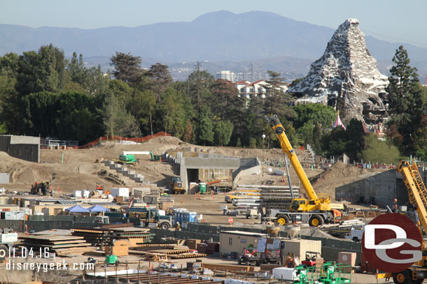 Footers are in for the wall to the left of the Fantasyland entrance tunnel.