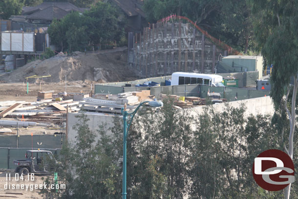 The forms are removed from the wall that parallels the tram route.