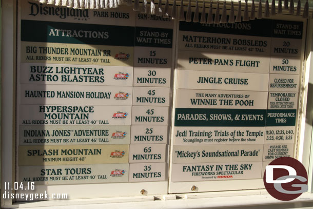 Disneyland wait times at 3:40pm