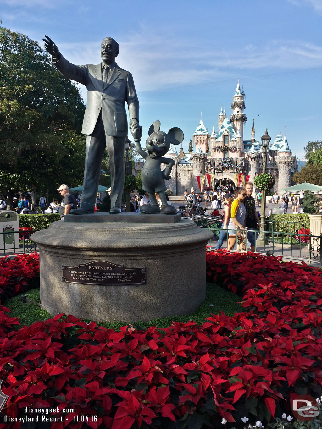 The Partners Statue with Sleeping Beauty Castle