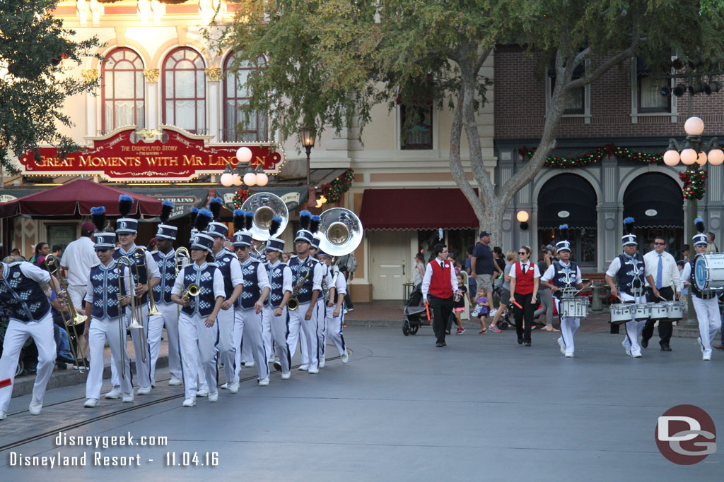 The Disneyland Band arriving for a performance.