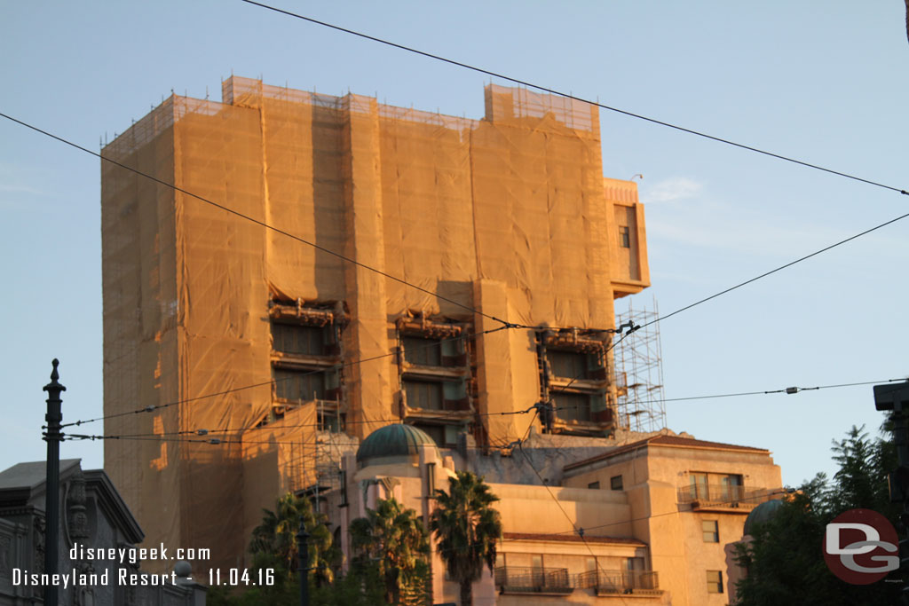 Scaffolding continues to go up on the Tower of Terror.