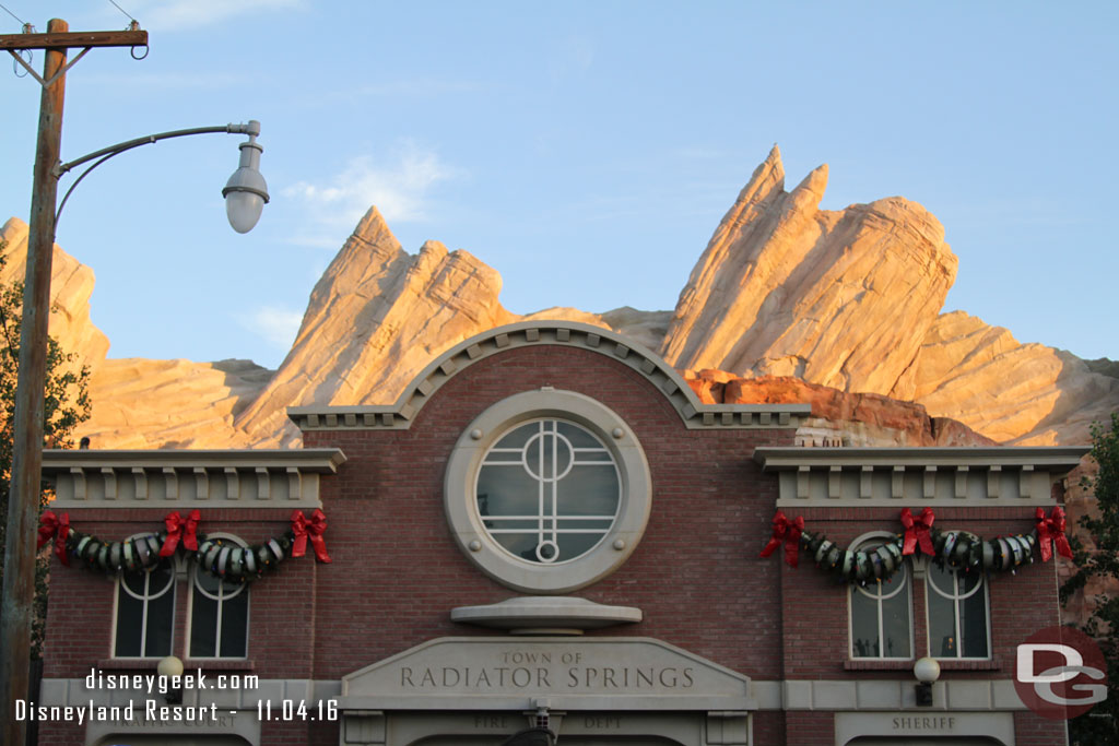 Next stop Radiator Springs.  Cars Land is partially decorated.