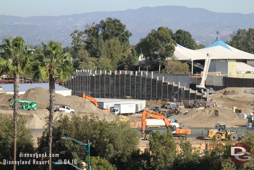 Moving to the right work continues on the large retaining wall.