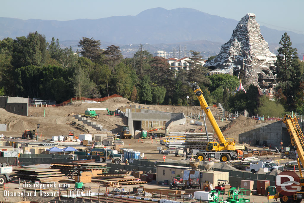 Footers are in for the wall to the left of the Fantasyland entrance tunnel.