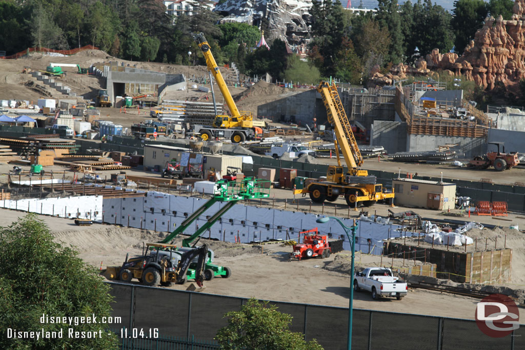 Not a lot of visible progress in the pit from this angle.