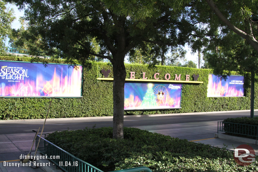 World of Color Season of Light billboards at the tram stop now.