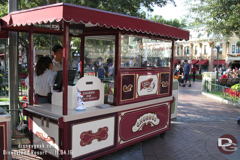 Olaf sipper on display at the Churro stand.