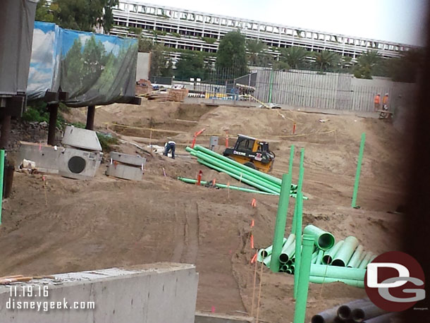 Utility work going on along the new walkway