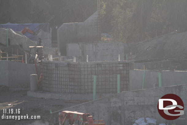 A closer look at the walls taking shape in the center of the site.