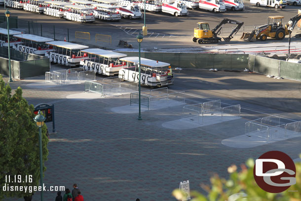 The planters and barriers have been removed from the load/unload stop closest to the elevator.