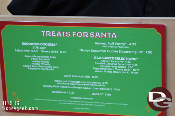 A check of the menu at Treats for Santa