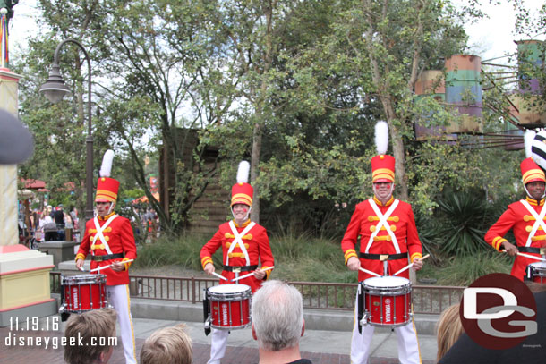 Holiday Toy Drummers performing near the Boudin Bakery.