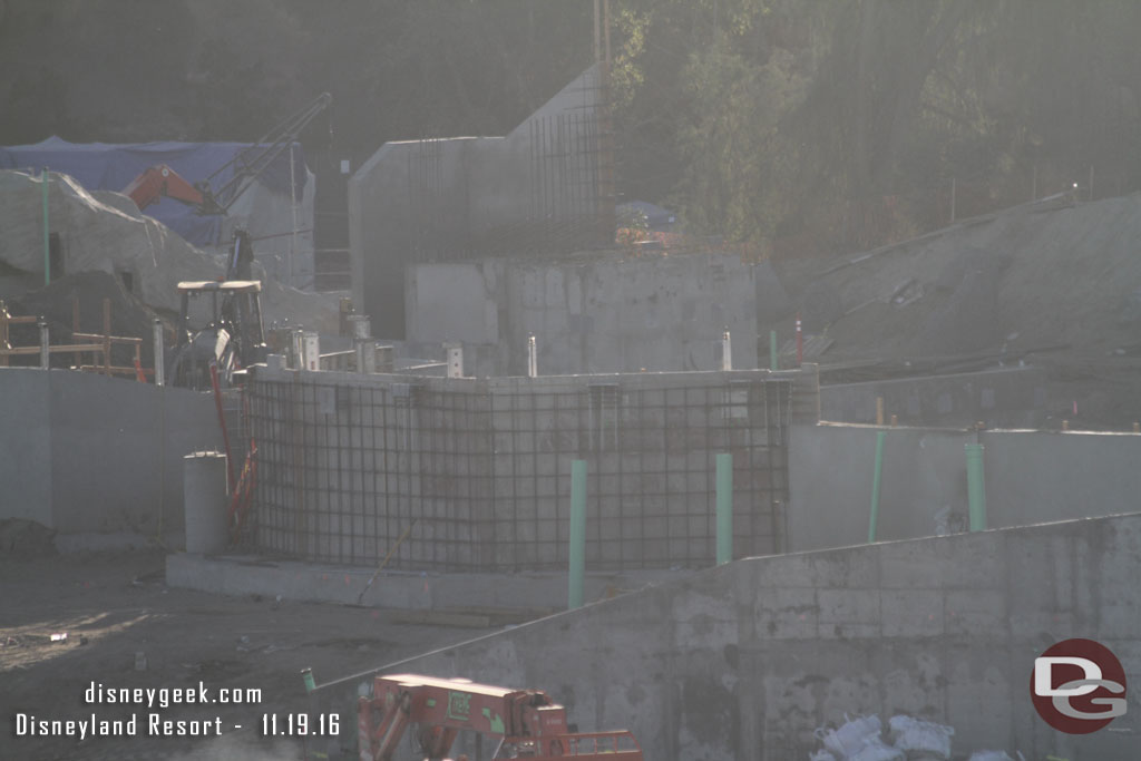 A closer look at the walls taking shape in the center of the site.