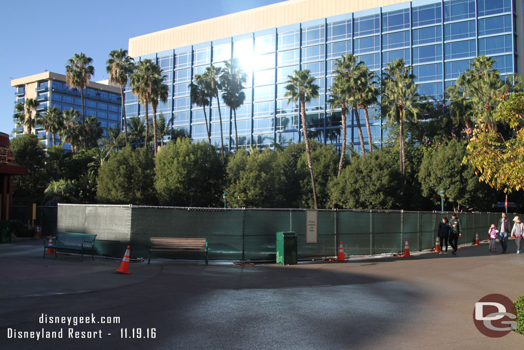 Fencing up between Earl of Sandwich and ESPN.  Assuming for the security checkpoint in this area.  No ice rink or winter village this year.