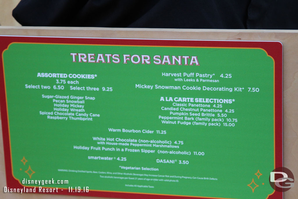 A check of the menu at Treats for Santa