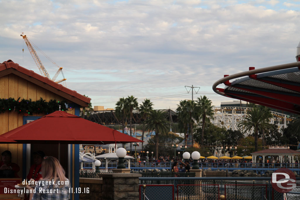 The Anaheim Convention Center expansion is just barely visible beyond the trees now.