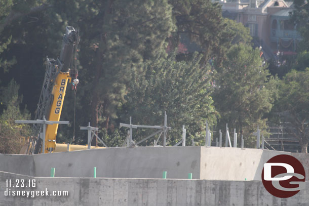 Support steel for the rock work sticking above the concrete.