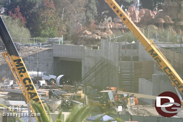 Another wall going up parallel to the marina.