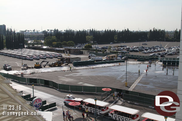 Clean up work underway at the tram stop construction site.