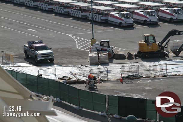 The new tram way is still covered.