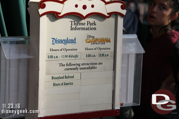 Only two attractions listed as closed.