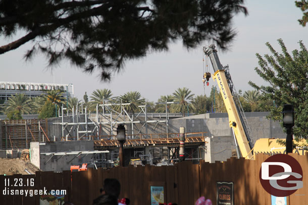 More steel in place as they get ready to install the rock work along the Rivers of America.