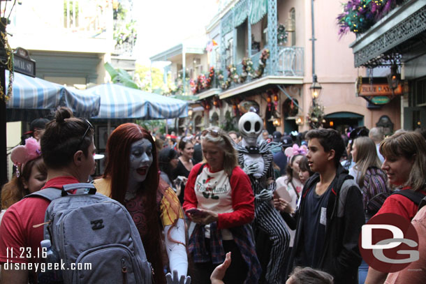 Ahh.. Jack and Sally making their way through New Orleans Square from their photo location.