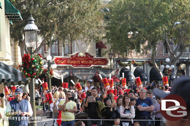 The Toy Soldiers were in A Christmas Fantasy Parade today.  They were just about to wrap up their march when I arrived in Town Square.