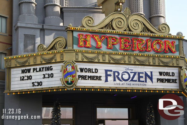 Holiday weekend and only three shows a day scheduled for Frozen.