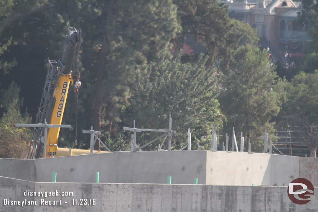 Support steel for the rock work sticking above the concrete.