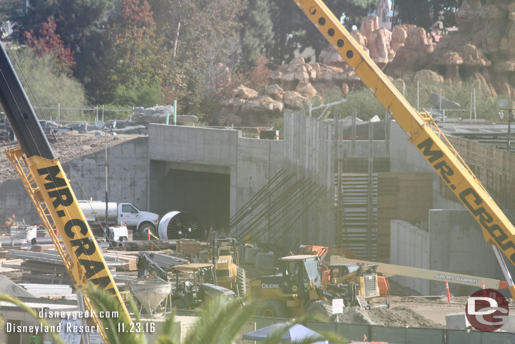 Another wall going up parallel to the marina.