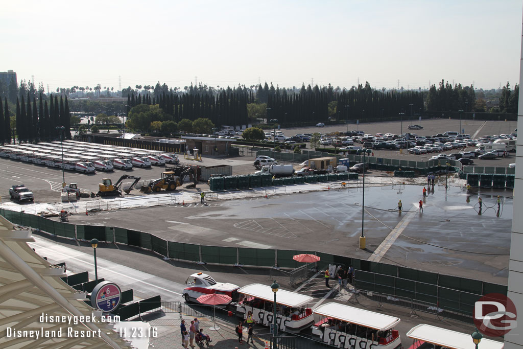 Clean up work underway at the tram stop construction site.