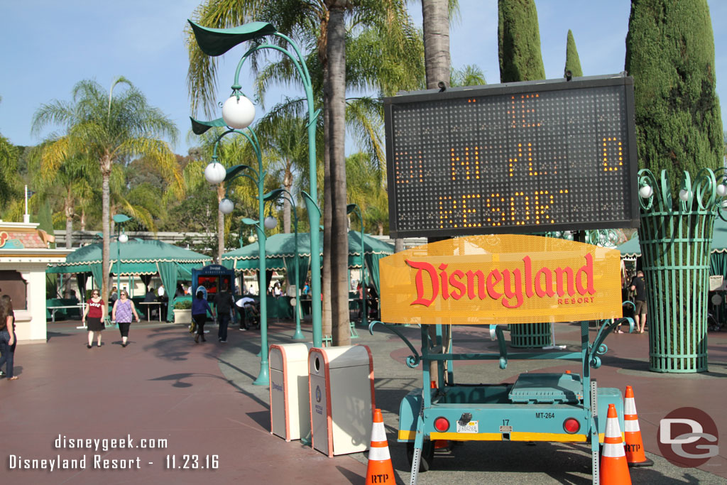 A sign up, guessing to inform guests of the parks at capacity.  It just said welcome on Wednesday.