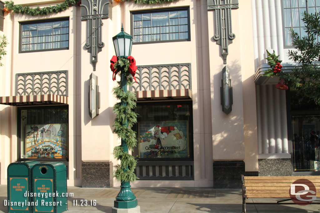 Buena Vista Street decorations and windows.