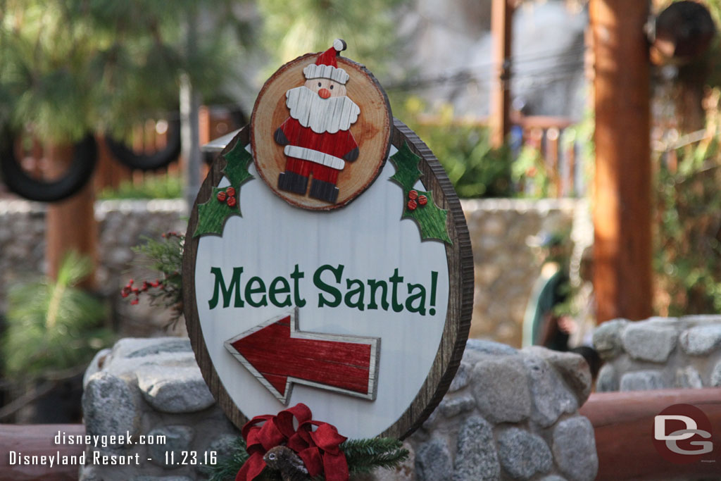 Plenty of signs to help you find the queue for Santa