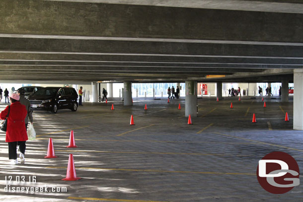 A look at the preferred parking spaces on the Goofy level of the Mickey and Friends Parking Structure.  I lucked out and was only one row over from preferred.  