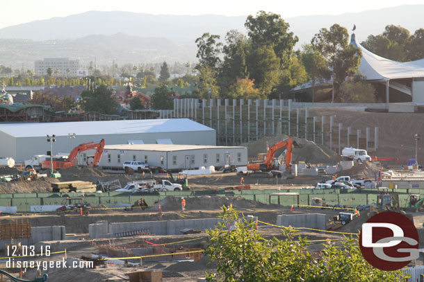 The large backstage building looks to be complete.  