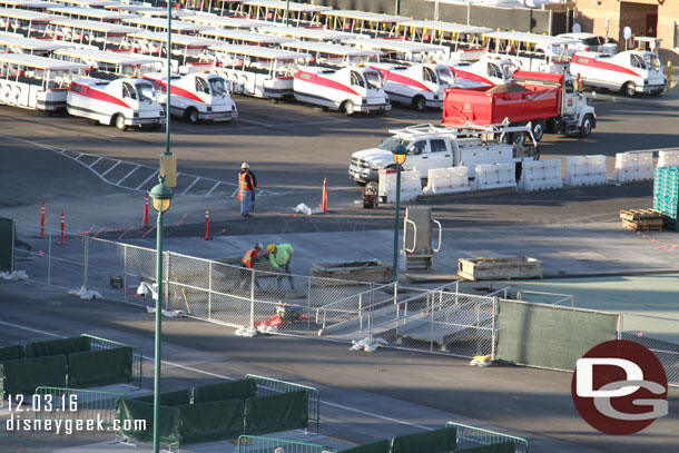 Crews working this morning on the new tram stop area.