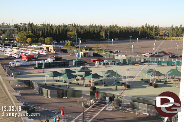 Canopies and rigging set up for the new security screening areas.