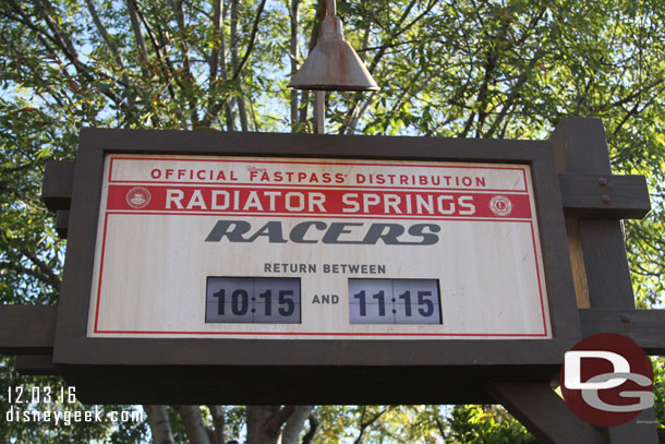 Stopped by to pick up a Radiator Springs Racers FastPass for later.