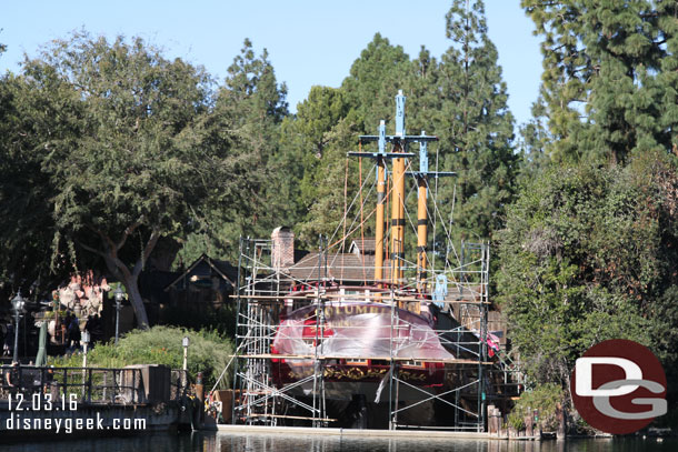 Looks like they took down the wrap/tarp on the scaffolding (or it blew off yesterday) for the Columbia.