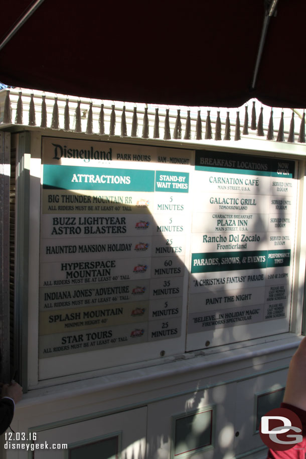 Speaking of which, here are the wait times at 10:21.