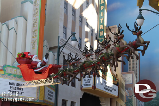 Santa and his reindeer in Hollywood Land.