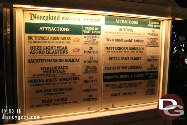 A check of the wait times at 8:17pm