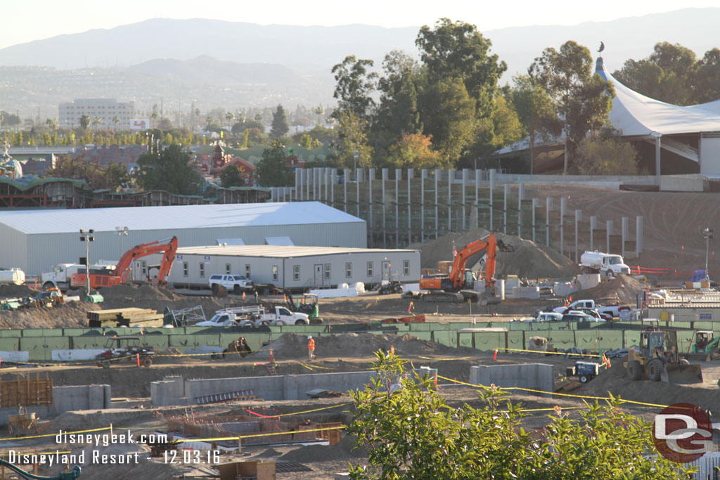 The large backstage building looks to be complete.  