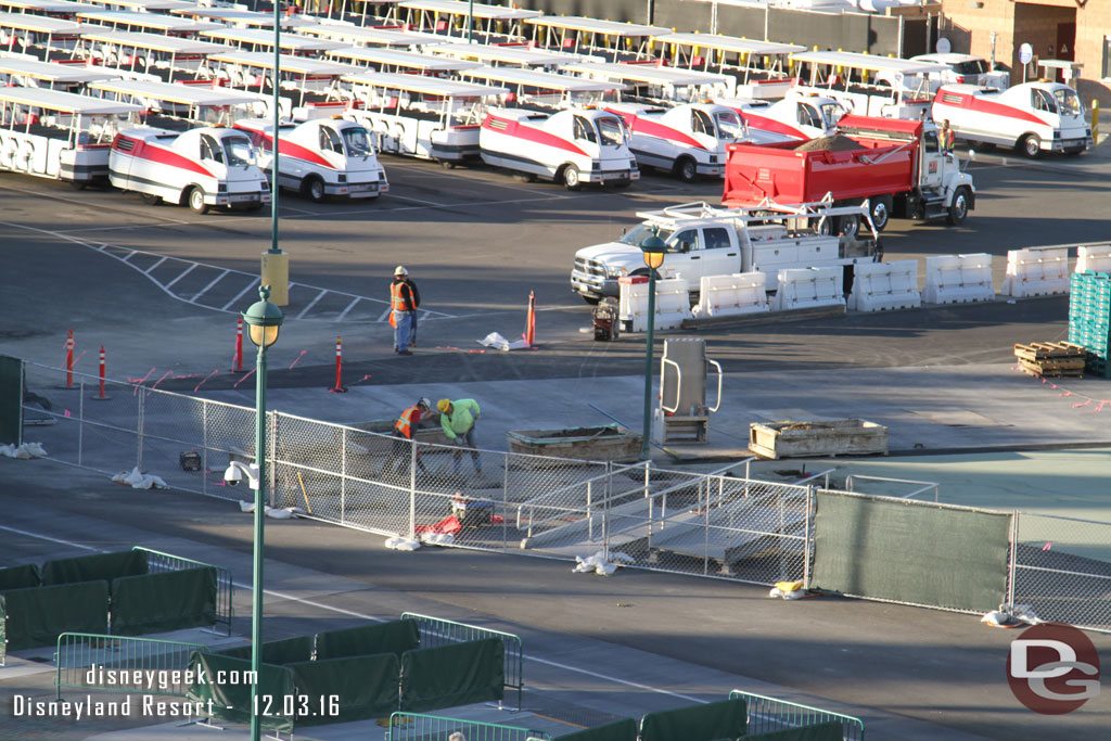 Crews working this morning on the new tram stop area.