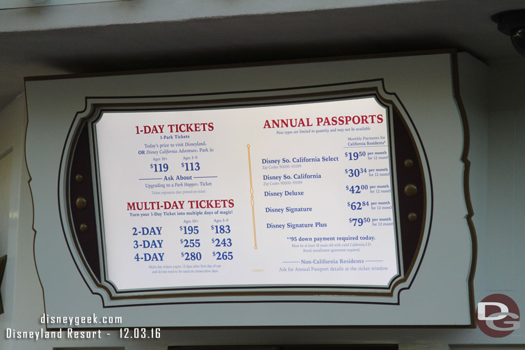 Ticket prices for this time of year.