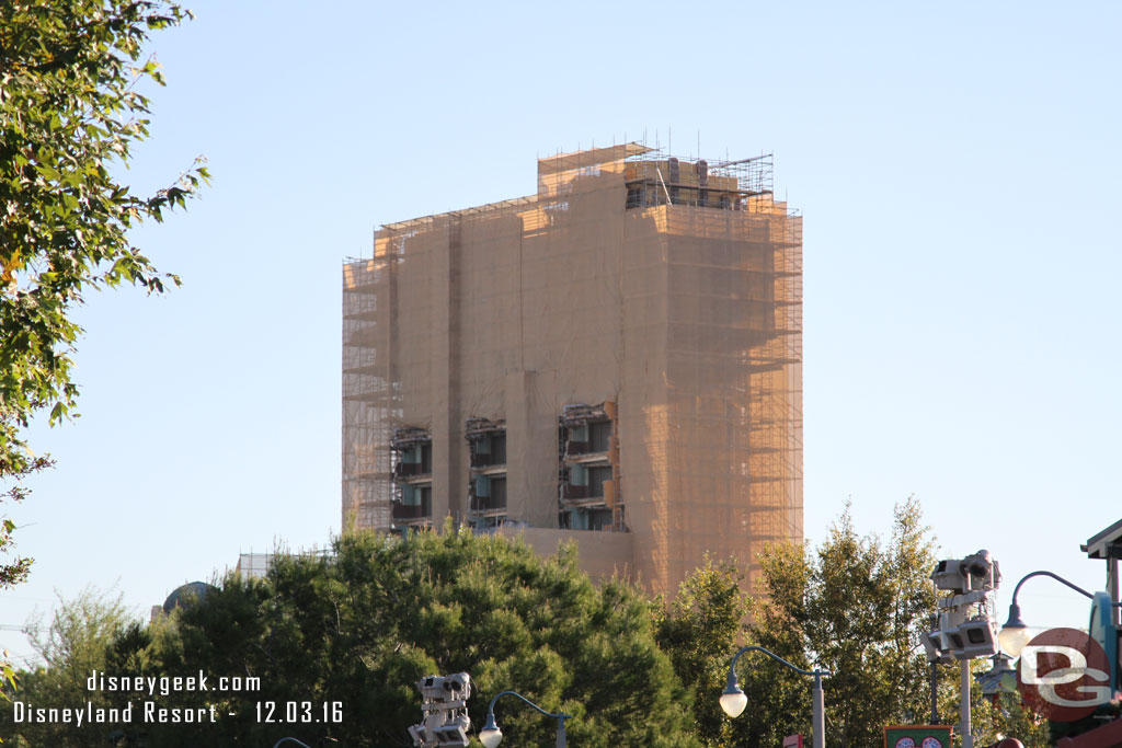 Tower of Terror is mostly covered by scaffolding now.